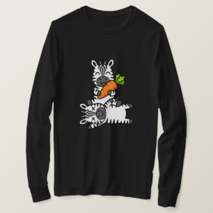 Cute Happy Zebra with Carrot Cartoon Fun Animal T-Shirt