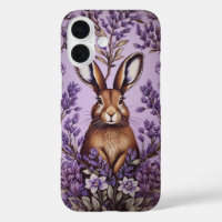Cute Hare With Lavender William Morris Inspired