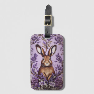 Cute Hare With Lavender William Morris Inspired  Luggage Tag