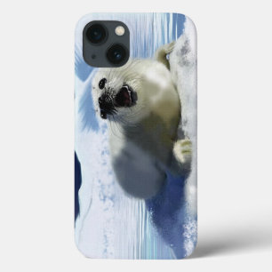 Cute Harp Seal & Ice Art for Wildlife Supporters iPhone 13 Case
