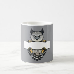 Cute Harpy Eagle Holding Blank Sign Cartoon Coffee Mug