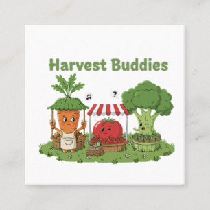 Cute Harvest Buddies Vegetable Friends Farmer's Square Business Card