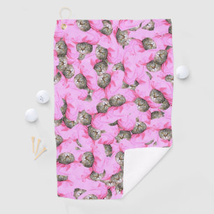 Cute Hat in a Pink Cap Pattern Random Golf Towel