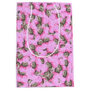 Cute Hat in a Pink Cap Pattern Wrapping Paper Medium Gift Bag