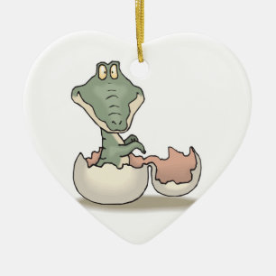 cute hatching baby alligator ceramic tree decoration