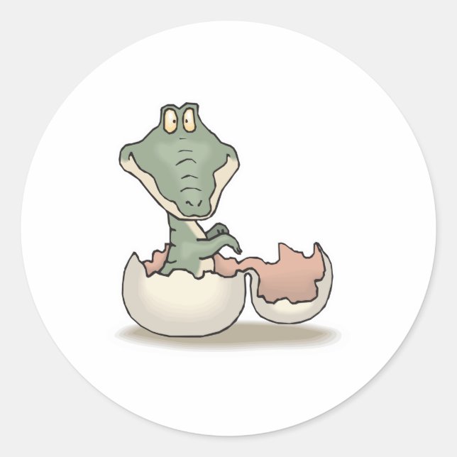 cute hatching baby alligator classic round sticker (Front)
