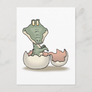 cute hatching baby alligator postcard