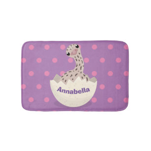 Cute hatching baby ostrich cartoon illustration bath mat