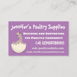 Cute hatching baby ostrich cartoon illustration business card