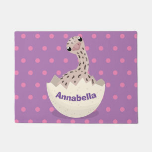 Cute hatching baby ostrich cartoon illustration doormat