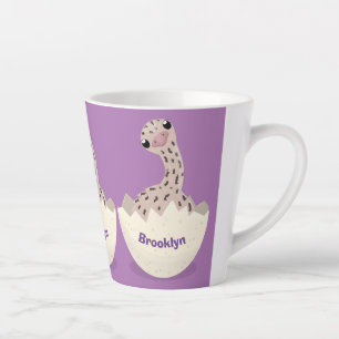 Cute hatching baby ostrich cartoon illustration latte mug