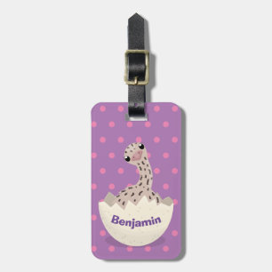 Cute hatching baby ostrich cartoon illustration luggage tag
