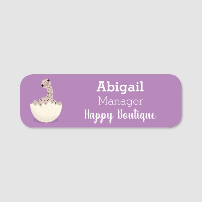 Cute hatching baby ostrich cartoon illustration name tag (Front)