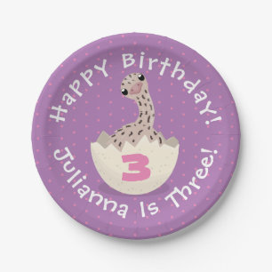 Cute hatching baby ostrich cartoon illustration paper plate