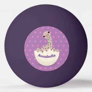 Cute hatching baby ostrich cartoon illustration ping pong ball