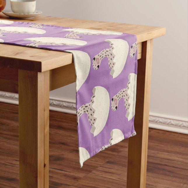 Cute hatching baby ostrich cartoon illustration short table runner (In Situ)