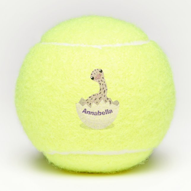 Cute hatching baby ostrich cartoon illustration tennis balls (Front)