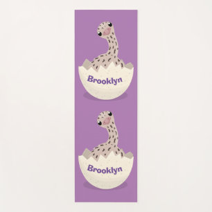 Cute hatching baby ostrich cartoon illustration yoga mat