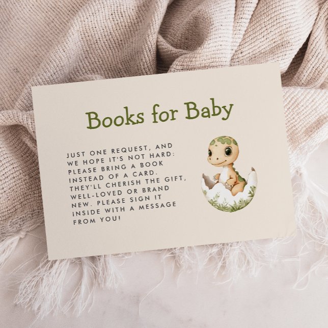 Cute Hatching Dinosaur Baby Shower Books Enclosure Card (Creator Uploaded)