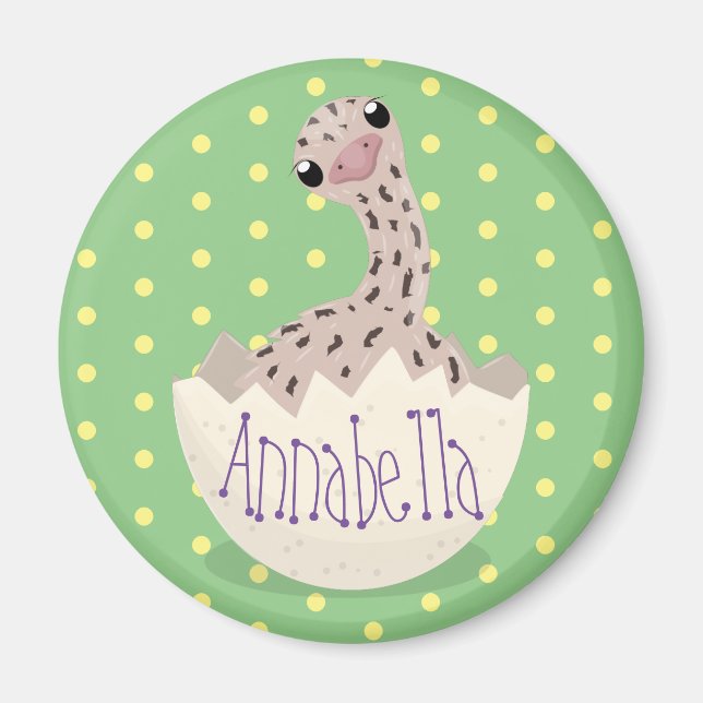 Cute hatching ostrich chick cartoon illustration magnet (Front)