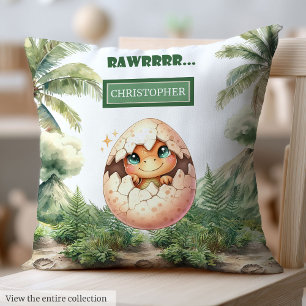 Cute Hatching Soon Baby Dinosaur Personalised Gift Cushion