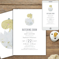 Cute Hatching Soon Dinosaur in Egg Baby Shower 
