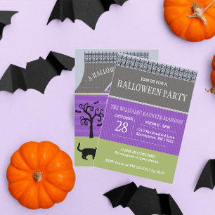 Cute Haunted House Halloween Invitation Small