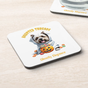 Cute Haunted Treats Yorkie Pup Adorable Halloween Coaster