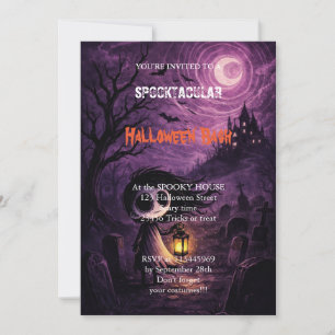 Cute Haunted Witch Halloween Bash Invitation