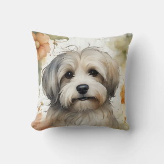 Cute Havanese Dog in Watercolor Cushion