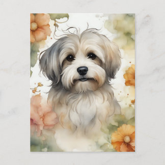 Cute Havanese Dog in Watercolor Postcard