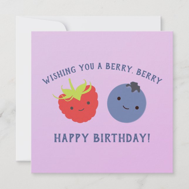 Cute Have a Berry Happy Birthday Kawaii Berries Card (Front)