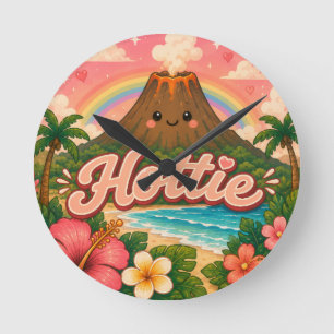 Cute Hawaii kawaii circle pillow Round Clock