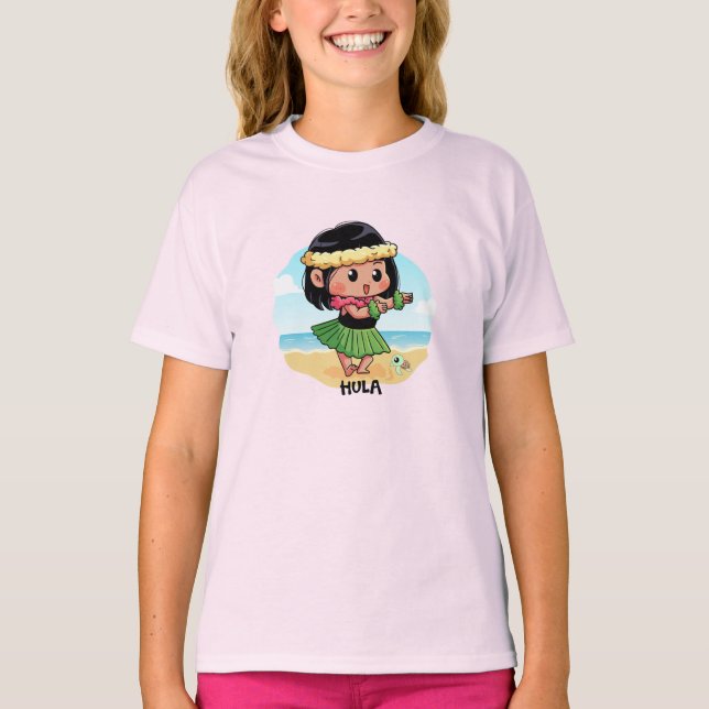 Cute Hawaiian Hula Girl T-Shirt (Front)