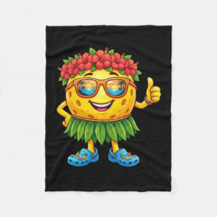 Cute Hawaiian Pickleball Ball Tropical Beach Fleece Blanket
