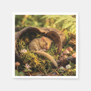 Cute Hazel Dormouse Sleeping Inside a Leather Boot Napkin