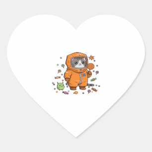 Cute Hazmat Cat Halloween Candy Monster Fun Oversi Heart Sticker