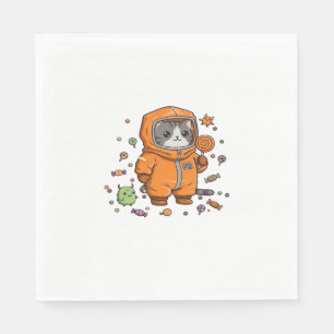 Cute Hazmat Cat Halloween Candy Monster Fun Oversi Napkin