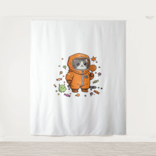 Cute Hazmat Cat Halloween Candy Monster Fun Oversi Tapestry