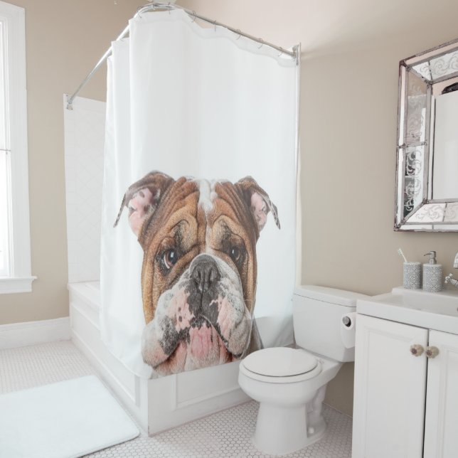 Cute Head Bulldog English Bulldog Lover Gift Shower Curtain (In Situ)