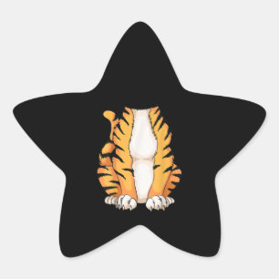Cute Headless Tiger Costume Halloween  Funny Anima Star Sticker