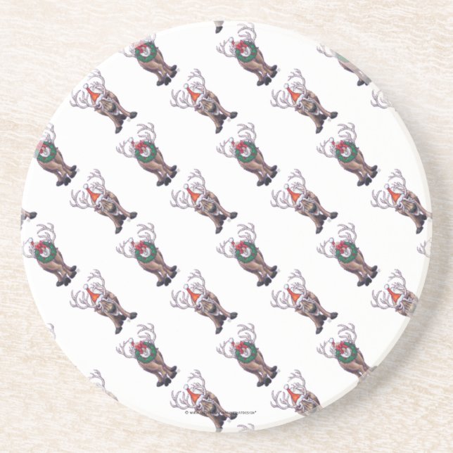 Cute Heads and Tails Reindeer Pattern Coaster (Front)