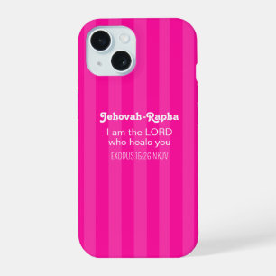 Cute Healing Bible Verse Striped Pink Christian iPhone 15 Case