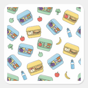 Cute Healthy Lunch Box Pattern Design Sticker