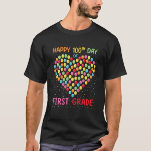 Cute Heart 100 Balloons Happy 100Th Day School Fir T-Shirt
