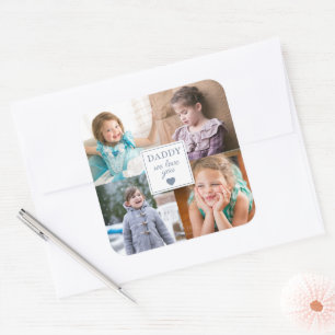 Cute Heart 4 Kids Photo Collage Square Sticker