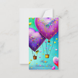Cute heart air balloons kids valentine card