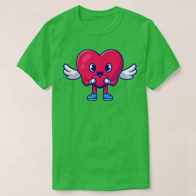 Cute Heart Angel With Love Sign Cartoon1 T-Shirt (Design Front)