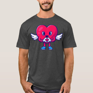 Cute Heart Angel With Love Sign Cartoon T-Shirt