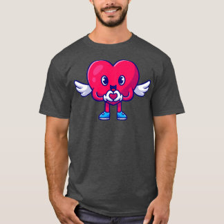 Cute Heart Angel With Love Sign Cartoon T-Shirt